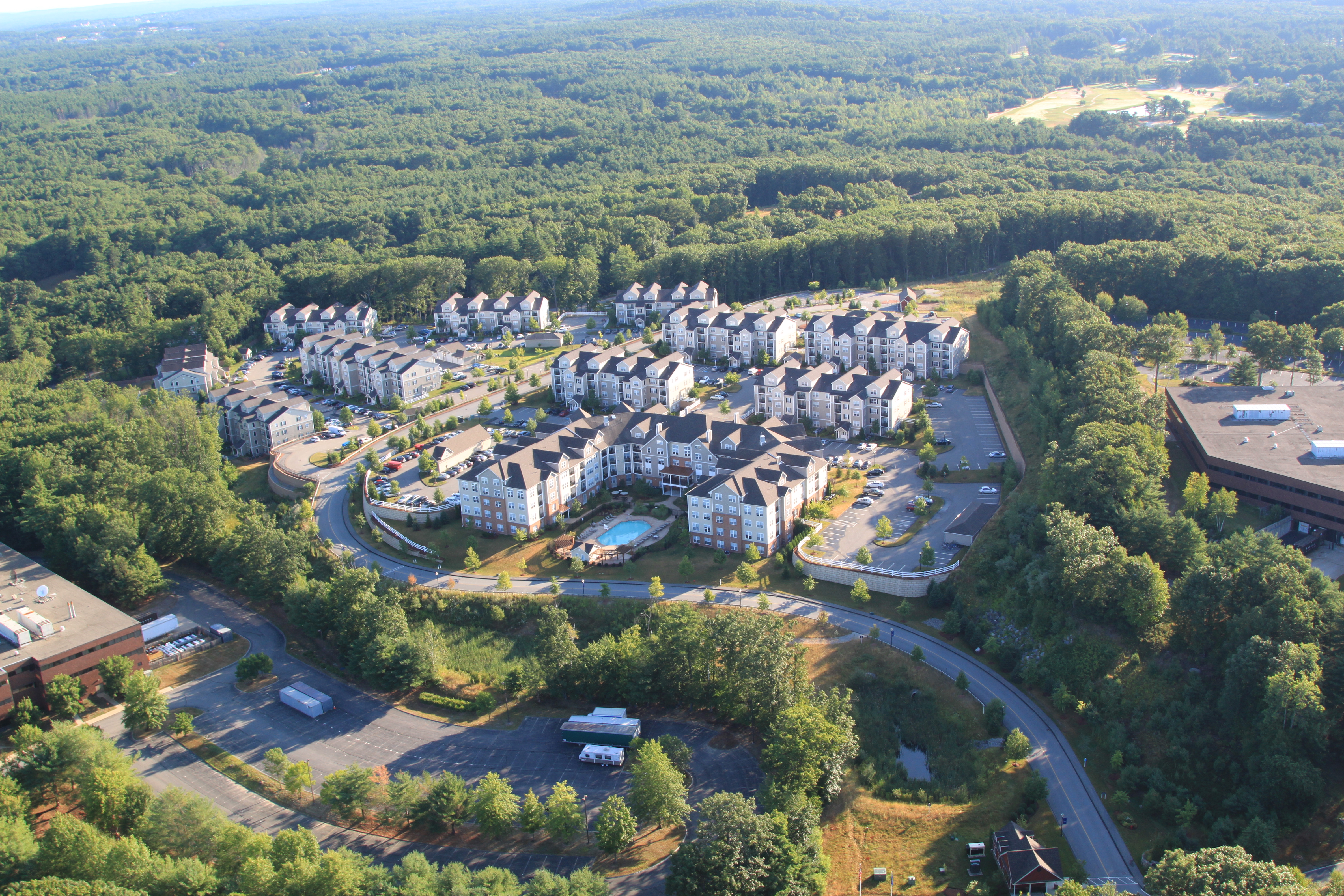 View from balloon flying over North Acton, MA